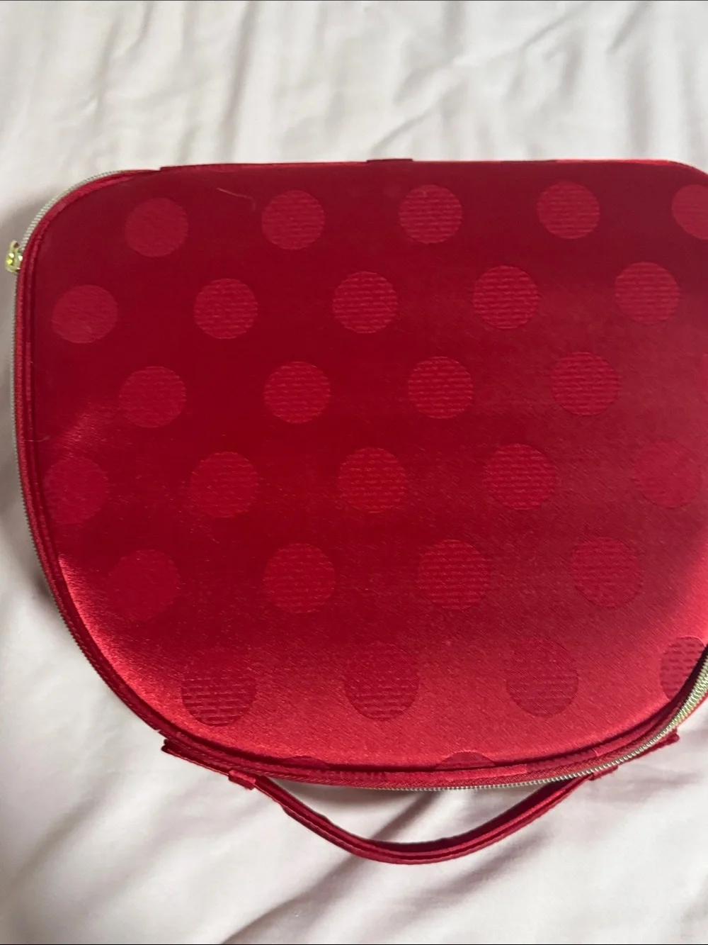 Estee Lauder Red Polka Dot Handle Cosmetic Case